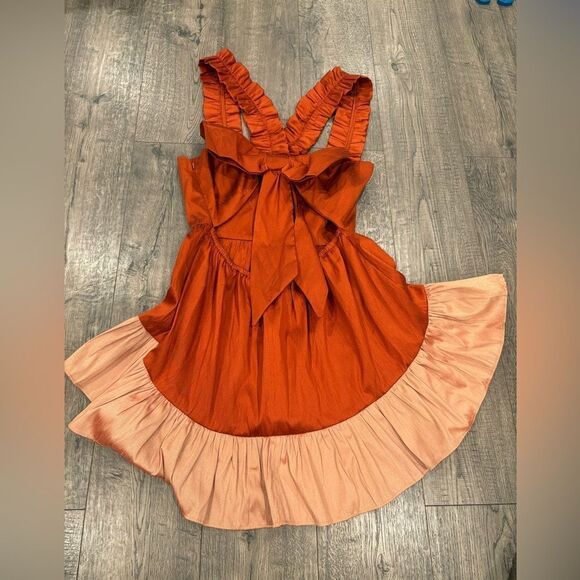 Anthropologie Savin + Babi Red Flouncy Colorblock Bow Blouse top women’s Small - Picture 8 of 10